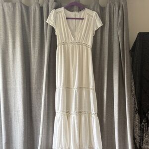 Aakaa White Maxi Dress with Lace Details
